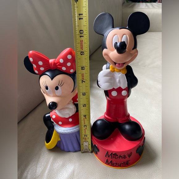 Vintage Disney Parks Mickey & Mini Mouse Tuxedo Coin Piggy Bank With 11" Rare EC - Picture 5 of 6